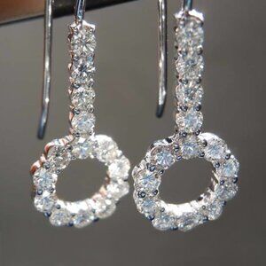 🍁Lovely 925 Silver Plated Round Long Dangle Earrings, MARR9294